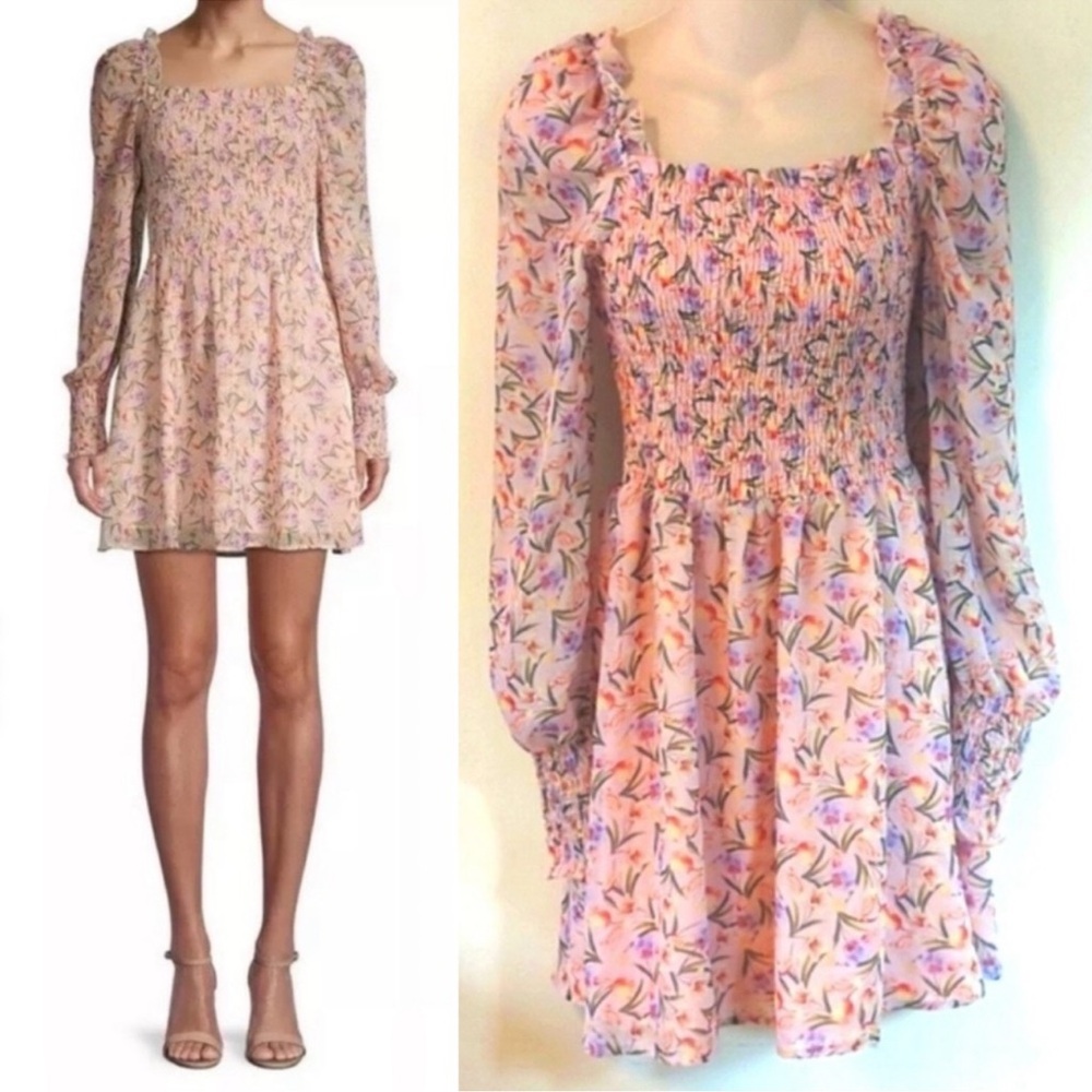 Allison New York Floral Long Sleeve Mini Dress M